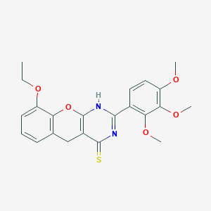 molecular formula C22H22N2O5S B2880050 9-ethoxy-2-(2,3,4-trimethoxyphenyl)-3H-chromeno[2,3-d]pyrimidine-4(5H)-thione CAS No. 902940-42-5