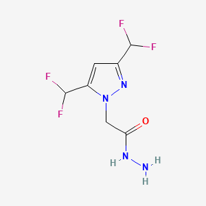 molecular formula C7H8F4N4O B2880054 2-[3,5-双(二氟甲基)-1H-吡唑-1-基]乙酰肼 CAS No. 1001518-87-1