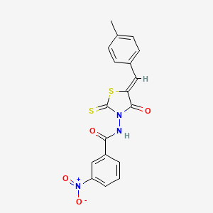 molecular formula C18H13N3O4S2 B2880055 N-[(5Z)-5-[(4-methylphenyl)methylidene]-4-oxo-2-sulfanylidene-1,3-thiazolidin-3-yl]-3-nitrobenzamide CAS No. 301158-25-8
