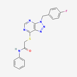 molecular formula C19H15FN6OS B2880063 2-((3-(4-fluorobenzyl)-3H-[1,2,3]triazolo[4,5-d]pyrimidin-7-yl)thio)-N-phenylacetamide CAS No. 863453-18-3