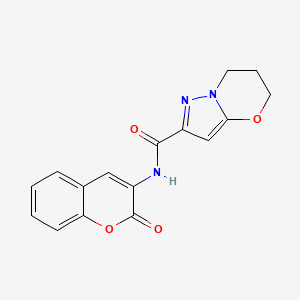 molecular formula C16H13N3O4 B2880079 N-(2-oxo-2H-chromen-3-yl)-6,7-dihydro-5H-pyrazolo[5,1-b][1,3]oxazine-2-carboxamide CAS No. 1448135-85-0