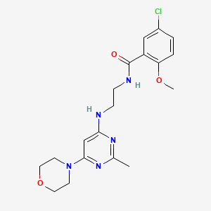 molecular formula C19H24ClN5O3 B2880081 5-chloro-2-methoxy-N-(2-((2-methyl-6-morpholinopyrimidin-4-yl)amino)ethyl)benzamide CAS No. 1206984-90-8