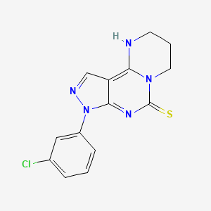 molecular formula C14H12ClN5S B2880085 5-(3-Chlorophenyl)-4,5,7,9,13-pentaazatricyclo[7.4.0.0^{2,6}]trideca-1(13),2(6),3-triene-8-thione CAS No. 1018052-40-8