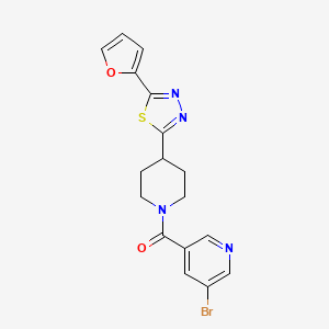 molecular formula C17H15BrN4O2S B2880088 (5-Bromopyridin-3-yl)(4-(5-(furan-2-yl)-1,3,4-thiadiazol-2-yl)piperidin-1-yl)methanone CAS No. 1351647-16-9