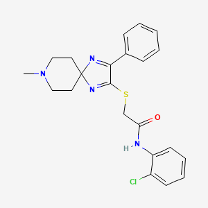 molecular formula C22H23ClN4OS B2880094 N-(2-chlorophenyl)-2-((8-methyl-3-phenyl-1,4,8-triazaspiro[4.5]deca-1,3-dien-2-yl)thio)acetamide CAS No. 1189468-41-4