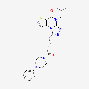 molecular formula C25H30N6O2S B2880095 4-异丁基-1-(4-氧代-4-(4-苯基哌嗪-1-基)丁基)噻吩并[2,3-e][1,2,4]三唑并[4,3-a]嘧啶-5(4H)-酮 CAS No. 887224-87-5