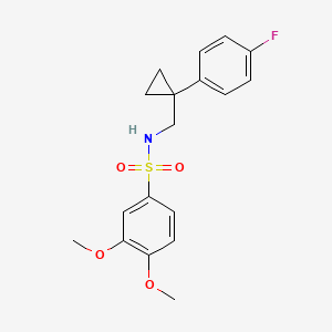 molecular formula C18H20FNO4S B2880098 N-((1-(4-氟苯基)环丙基)甲基)-3,4-二甲氧基苯磺酰胺 CAS No. 1049357-80-3
