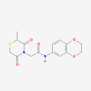 N-(2,3-dihydro-1,4-benzodioxin-6-yl)-2-(2-methyl-3,5-dioxothiomorpholin-4-yl)acetamide