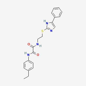 molecular formula C21H22N4O2S B2880100 N1-(4-ethylphenyl)-N2-(2-((4-phenyl-1H-imidazol-2-yl)thio)ethyl)oxalamide CAS No. 897456-90-5