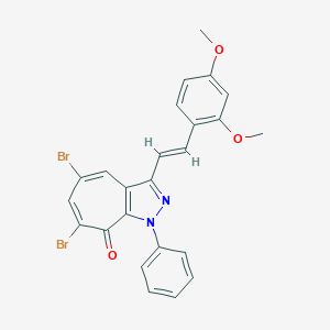 molecular formula C24H18Br2N2O3 B288011 5,7-dibromo-3-[2-(2,4-dimethoxyphenyl)vinyl]-1-phenylcyclohepta[c]pyrazol-8(1H)-one 