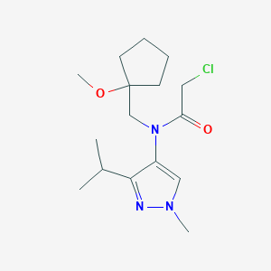 molecular formula C16H26ClN3O2 B2880120 2-Chloro-N-[(1-methoxycyclopentyl)methyl]-N-(1-methyl-3-propan-2-ylpyrazol-4-yl)acetamide CAS No. 2411255-58-6