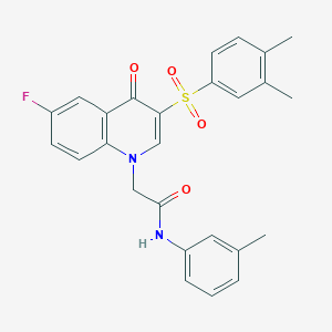 molecular formula C26H23FN2O4S B2880130 2-[3-(3,4-dimethylphenyl)sulfonyl-6-fluoro-4-oxoquinolin-1-yl]-N-(3-methylphenyl)acetamide CAS No. 872207-58-4