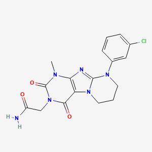 molecular formula C17H17ClN6O3 B2880133 2-[9-(3-氯苯基)-1-甲基-2,4-二氧代-7,8-二氢-6H-嘌呤[7,8-a]嘧啶-3-基]乙酰胺 CAS No. 876900-13-9