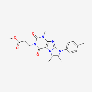 molecular formula C21H23N5O4 B2880140 Methyl 3-[1,6,7-trimethyl-8-(4-methylphenyl)-2,4-dioxo-1,3,5-trihydro-4-imidaz olino[1,2-h]purin-3-yl]propanoate CAS No. 887456-29-3