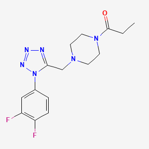 molecular formula C15H18F2N6O B2880142 1-(4-((1-(3,4-difluorophenyl)-1H-tetrazol-5-yl)methyl)piperazin-1-yl)propan-1-one CAS No. 1049450-74-9