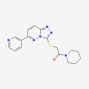molecular formula C17H18N6OS B2880148 3-[(2-Oxo-2-piperidin-1-ylethyl)thio]-6-pyridin-3-yl[1,2,4]triazolo[4,3-b]pyridazine CAS No. 877635-03-5