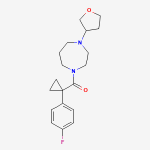 molecular formula C19H25FN2O2 B2880159 (1-(4-Fluorophenyl)cyclopropyl)(4-(tetrahydrofuran-3-yl)-1,4-diazepan-1-yl)methanone CAS No. 2310015-95-1