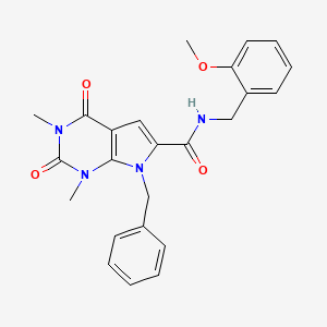 molecular formula C24H24N4O4 B2880165 7-benzyl-N-(2-methoxybenzyl)-1,3-dimethyl-2,4-dioxo-2,3,4,7-tetrahydro-1H-pyrrolo[2,3-d]pyrimidine-6-carboxamide CAS No. 1021257-79-3