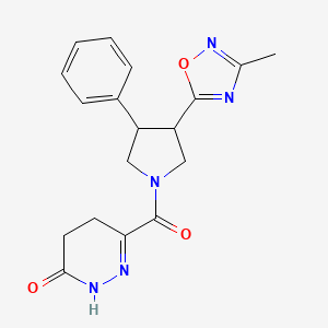 6-(3-(3-methyl-1,2,4-oxadiazol-5-yl)-4-phenylpyrrolidine-1-carbonyl)-4,5-dihydropyridazin-3(2H)-one