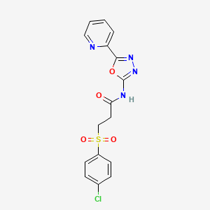 3-((4-chlorophenyl)sulfonyl)-N-(5-(pyridin-2-yl)-1,3,4-oxadiazol-2-yl)propanamide