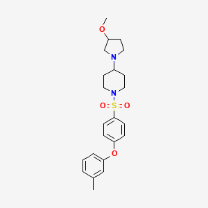 molecular formula C23H30N2O4S B2880188 4-(3-甲氧基吡咯烷-1-基)-1-((4-(间甲苯氧基)苯基)磺酰基)哌啶 CAS No. 2319722-37-5