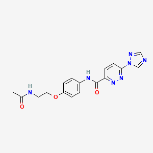 molecular formula C17H17N7O3 B2880205 N-(4-(2-乙酰氨基乙氧基)苯基)-6-(1H-1,2,4-三唑-1-基)吡啶并嗪-3-甲酰胺 CAS No. 1448071-52-0