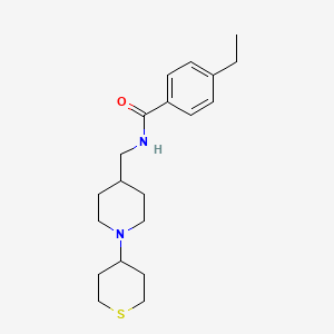 molecular formula C20H30N2OS B2880217 4-ethyl-N-((1-(tetrahydro-2H-thiopyran-4-yl)piperidin-4-yl)methyl)benzamide CAS No. 2034531-01-4