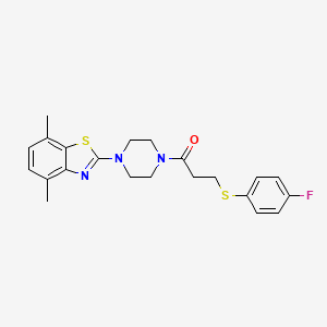 molecular formula C22H24FN3OS2 B2880225 1-(4-(4,7-Dimethylbenzo[d]thiazol-2-yl)piperazin-1-yl)-3-((4-fluorophenyl)thio)propan-1-one CAS No. 897485-16-4