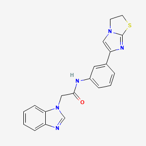 molecular formula C20H17N5OS B2880232 2-(1H-benzo[d]imidazol-1-yl)-N-(3-(2,3-dihydroimidazo[2,1-b]thiazol-6-yl)phenyl)acetamide CAS No. 1226430-37-0