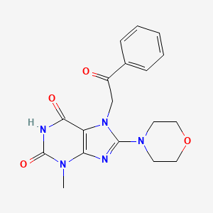 molecular formula C18H19N5O4 B2880235 3-methyl-8-morpholino-7-(2-oxo-2-phenylethyl)-1H-purine-2,6(3H,7H)-dione CAS No. 123496-38-8