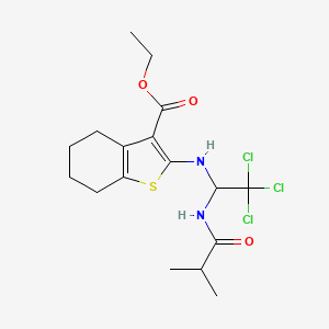 molecular formula C17H23Cl3N2O3S B2880244 Ethyl 2-((2,2,2-trichloro-1-isobutyramidoethyl)amino)-4,5,6,7-tetrahydrobenzo[b]thiophene-3-carboxylate CAS No. 302823-72-9