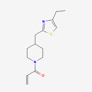 molecular formula C14H20N2OS B2880252 1-[4-[(4-Ethyl-1,3-thiazol-2-yl)methyl]piperidin-1-yl]prop-2-en-1-one CAS No. 2361642-91-1