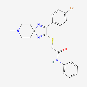 molecular formula C22H23BrN4OS B2880253 2-((3-(4-溴苯基)-8-甲基-1,4,8-三氮杂螺[4.5]癸-1,3-二烯-2-基)硫代)-N-苯基乙酰胺 CAS No. 1189936-53-5