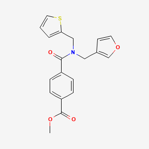 molecular formula C19H17NO4S B2880256 Methyl 4-((furan-3-ylmethyl)(thiophen-2-ylmethyl)carbamoyl)benzoate CAS No. 1421455-84-6