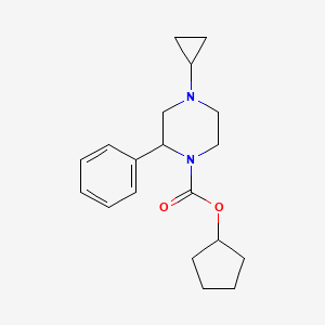 molecular formula C19H26N2O2 B2880267 Cyclopentyl 4-cyclopropyl-2-phenylpiperazine-1-carboxylate CAS No. 1421477-38-4
