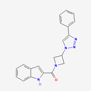 molecular formula C20H17N5O B2880273 (1H-indol-2-yl)(3-(4-phenyl-1H-1,2,3-triazol-1-yl)azetidin-1-yl)methanone CAS No. 1903638-66-3