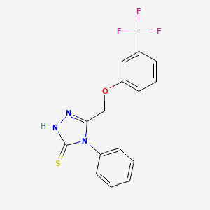 molecular formula C16H12F3N3OS B2880278 4-phenyl-5-{[3-(trifluoromethyl)phenoxy]methyl}-4H-1,2,4-triazole-3-thiol CAS No. 383145-60-6