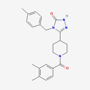 molecular formula C24H28N4O2 B2880279 5-[1-(3,4-dimethylbenzoyl)piperidin-4-yl]-4-(4-methylbenzyl)-2,4-dihydro-3H-1,2,4-triazol-3-one CAS No. 1775410-23-5