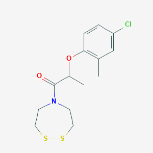 molecular formula C14H18ClNO2S2 B2880283 2-(4-Chloro-2-methylphenoxy)-1-(1,2,5-dithiazepan-5-yl)propan-1-one CAS No. 1423622-87-0