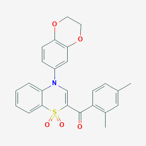molecular formula C25H21NO5S B2880287 [4-(2,3-dihydro-1,4-benzodioxin-6-yl)-1,1-dioxido-4H-1,4-benzothiazin-2-yl](2,4-dimethylphenyl)methanone CAS No. 1114649-24-9