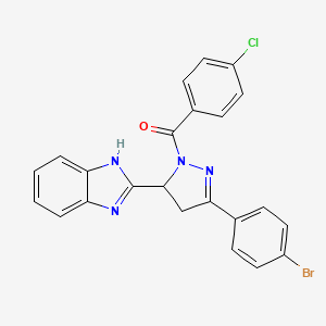 molecular formula C23H16BrClN4O B2880291 [3-(1H-苯并咪唑-2-基)-5-(4-溴苯基)-3,4-二氢吡唑-2-基]-(4-氯苯基)甲苯酮 CAS No. 300717-09-3