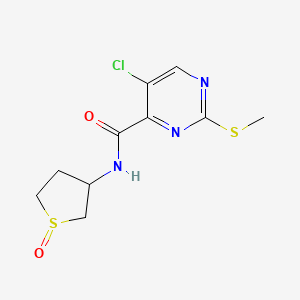 molecular formula C10H12ClN3O2S2 B2880294 5-Chloro-2-methylsulfanyl-N-(1-oxothiolan-3-yl)pyrimidine-4-carboxamide CAS No. 2249309-23-5