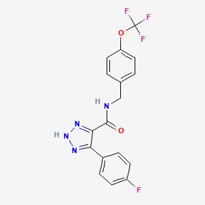 molecular formula C17H12F4N4O2 B2880300 4-(4-fluorophenyl)-N-(4-(trifluoromethoxy)benzyl)-1H-1,2,3-triazole-5-carboxamide CAS No. 2177366-26-4