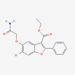 molecular formula C19H16BrNO5 B2880306 Ethyl 5-(2-amino-2-oxoethoxy)-6-bromo-2-phenyl-1-benzofuran-3-carboxylate CAS No. 308296-30-2