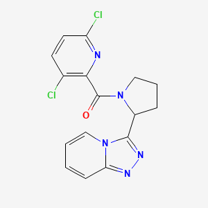 molecular formula C16H13Cl2N5O B2880313 3,6-Dichloro-2-(2-{[1,2,4]triazolo[4,3-a]pyridin-3-yl}pyrrolidine-1-carbonyl)pyridine CAS No. 1111491-08-7