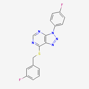 molecular formula C17H11F2N5S B2880317 3-(4-fluorophenyl)-7-{[(3-fluorophenyl)methyl]sulfanyl}-3H-[1,2,3]triazolo[4,5-d]pyrimidine CAS No. 863460-39-3