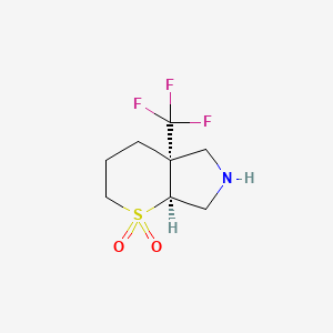 molecular formula C8H12F3NO2S B2880320 (4As,7aS)-4a-(trifluoromethyl)-3,4,5,6,7,7a-hexahydro-2H-thiopyrano[2,3-c]pyrrole 1,1-dioxide CAS No. 2138181-01-6