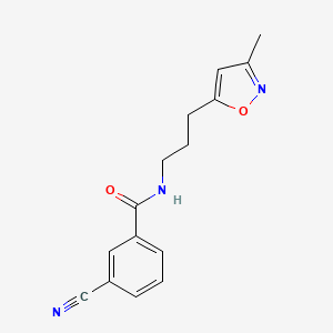 molecular formula C15H15N3O2 B2880322 3-cyano-N-(3-(3-methylisoxazol-5-yl)propyl)benzamide CAS No. 2034508-79-5