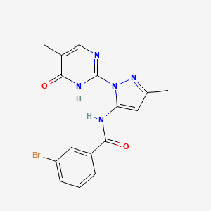 3-bromo-N-(1-(5-ethyl-4-methyl-6-oxo-1,6-dihydropyrimidin-2-yl)-3-methyl-1H-pyrazol-5-yl)benzamide