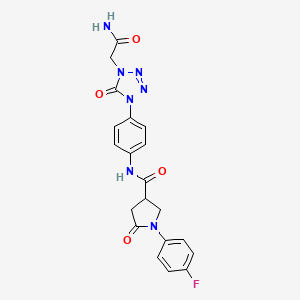 molecular formula C20H18FN7O4 B2880341 N-(4-(4-(2-氨基-2-氧代乙基)-5-氧代-4,5-二氢-1H-四唑-1-基)苯基)-1-(4-氟苯基)-5-氧代吡咯烷-3-甲酰胺 CAS No. 1396864-68-8